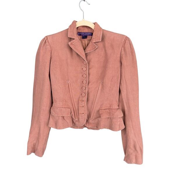 Ralph Lauren Collection Purple Label‎ Women's Linen Military Jacket Pink Size 2 - Picture 1 of 8